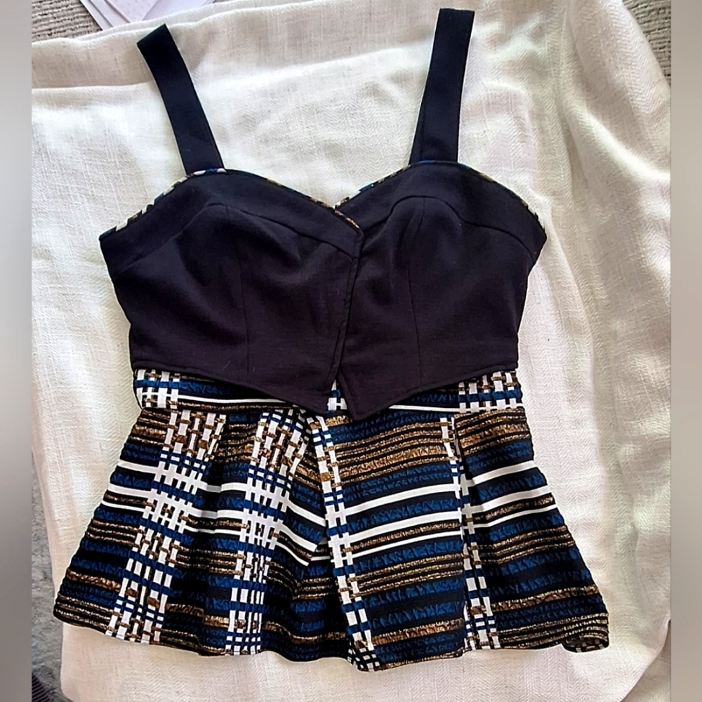 ANTHROPOLOGIE Deletta Peplum Top Size Small